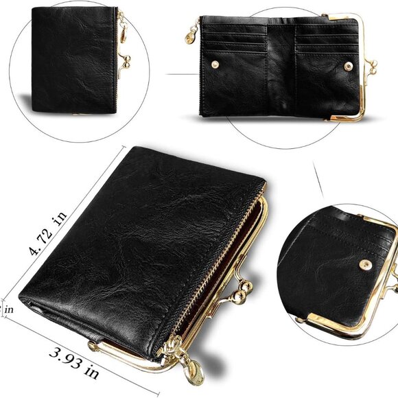 Womens RFID Leather Wallet Compact Bifold Coin Purse Card Holder Gift - Picture 5 of 7